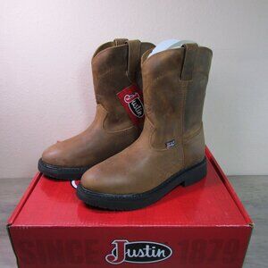 Justin Men's Round Up 10" Pull On Round Toe Boots Aged Bark Brown Cowhide OW4760